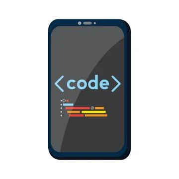Programming code on a smartphone icon Stock Illustration