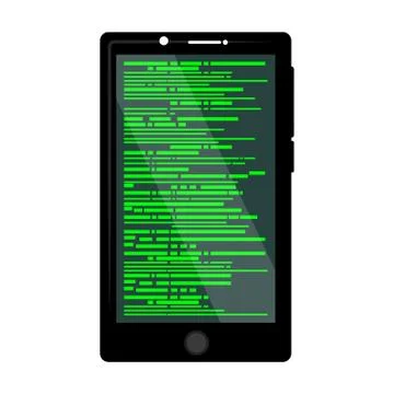 Programming code on a smartphone screen Stockillustratie
