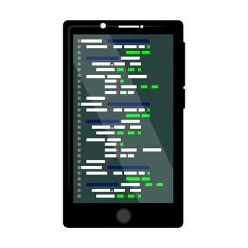 Programming code on a smartphone screen 스톡 일러스트