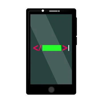 Programming code on a smartphone screen 스톡 일러스트