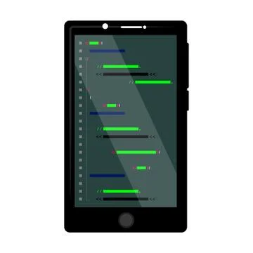 Programming code on a smartphone screen Stockillustratie
