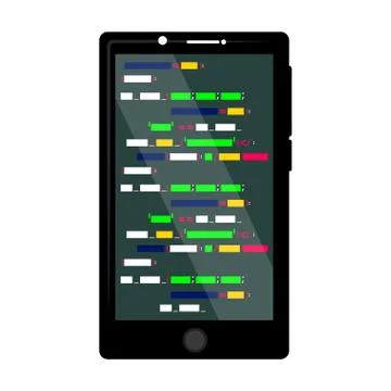 Programming code on a smartphone screen Illustrazione stock