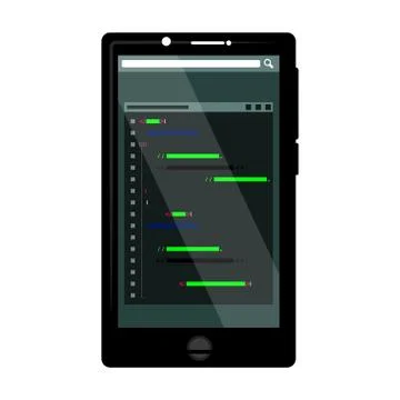 Programming code on a smartphone screen Stock Illustration