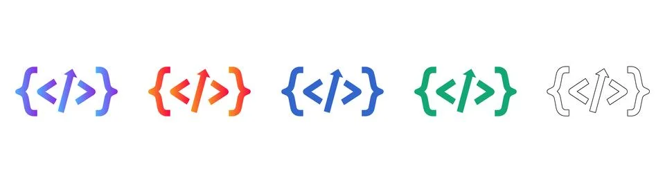 Programming Code Snippet Bracket Icons Illustrazione stock
