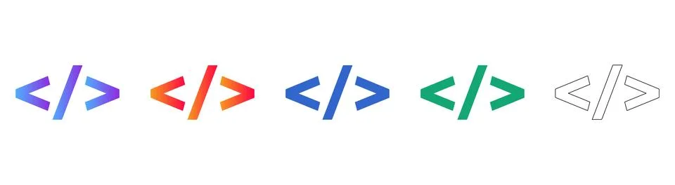 Programming Code Snippet Icons Set Stock Illustration