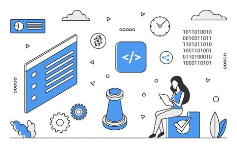 Programming code solution 스톡 일러스트