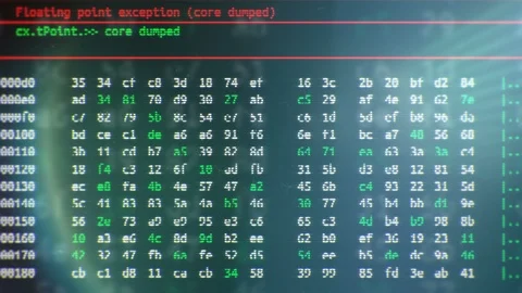 Programming code strings changing on screen, hacking in progress, data loss Stock Footage 86236651