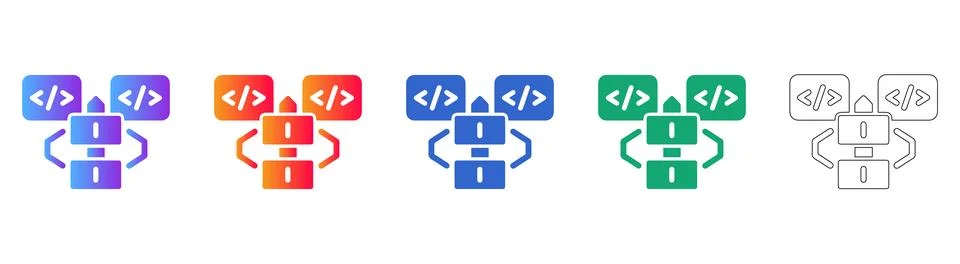 Programming Code Structure Architecture Icons Stockillustratie