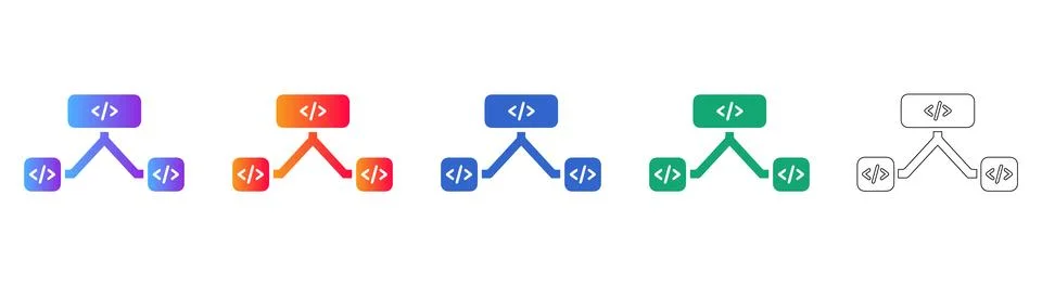 Programming Code Structure Icon Set Stock Illustration