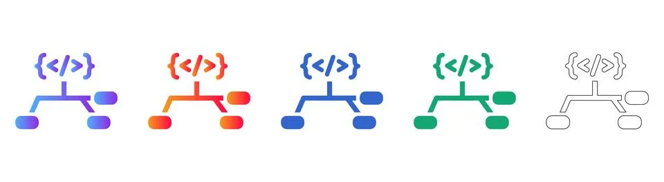 Programming Code Structure Icons 스톡 일러스트