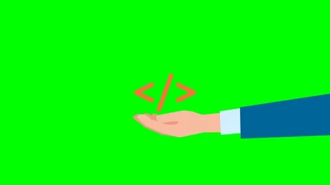 Programming code symbol in hand. Code, program, coder. Development, Software Stockbeeldmateriaal 277249127