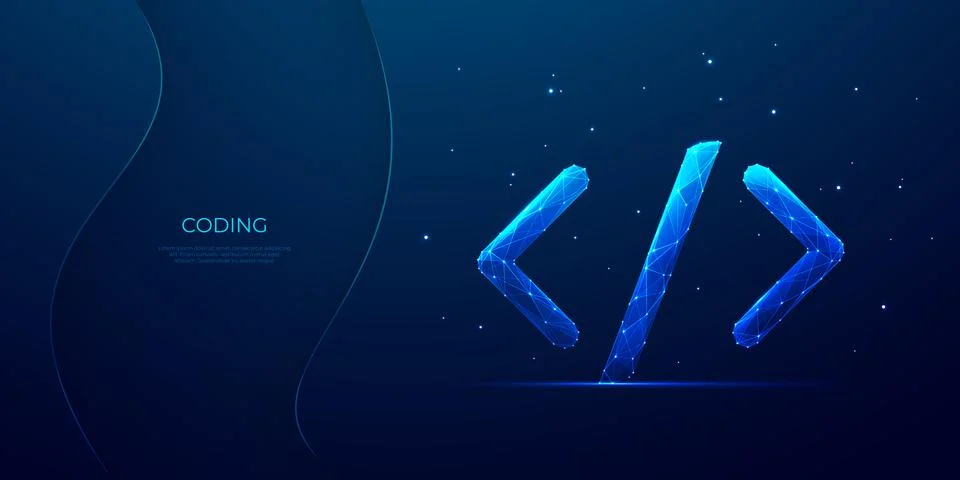 Programming code symbol in light blue style on a technology background Stock Illustration