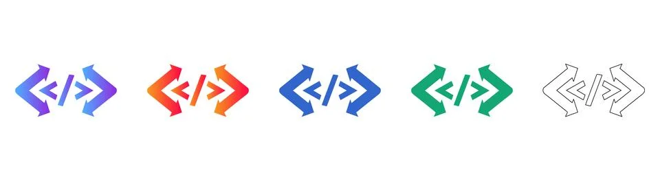 Programming Code Syntax Directional Arrows Set Illustrazione stock