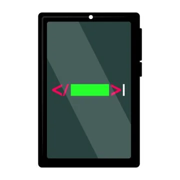 Programming code on a tablet screen Stockillustratie