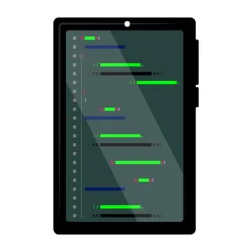 Programming code on a tablet screen Illustrazione stock