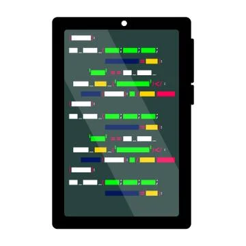 Programming code on a tablet screen 스톡 일러스트