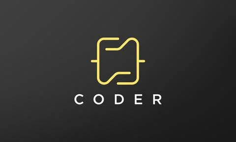Programming code technology logo in a simple and modern style Stock Illustration