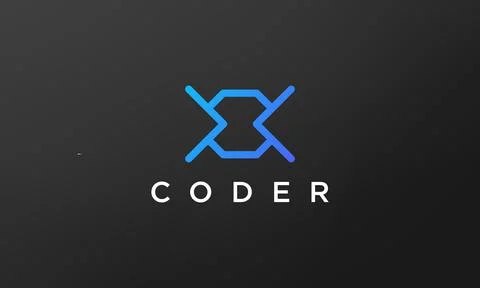 Programming code technology logo in a simple and modern style Stock Illustration