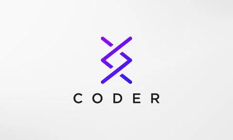 Programming code technology logo in a simple and modern style Stock Illustration