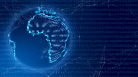 Programming code technology video of software development with rotating earth Illustrazione stock