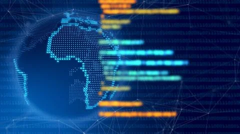 Programming code technology video of software development with rotating earth イラスト素材