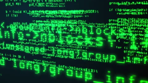 Programming code through the computer screen terminal Stock Footage 156238735