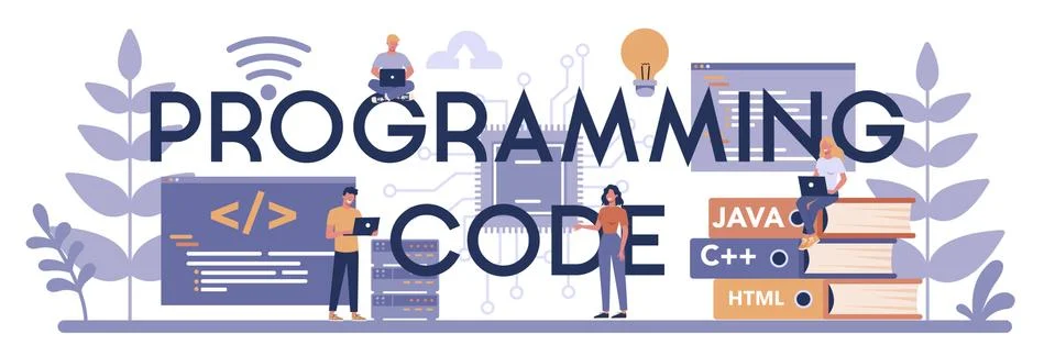 Programming code typographic header concept. Idea of working Stockillustratie