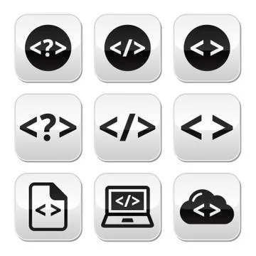 Programming code vector buttons set Illustrazione stock
