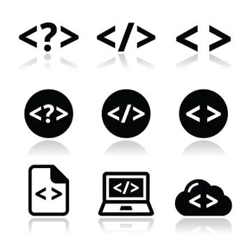 Programming code vector icons set Stock Illustration
