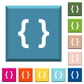 Programming code white icons on edged square buttons 库存插图