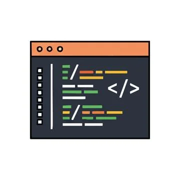 (Programming Code Window Display. Vibrant illustration of a software editor.. Stock Illustration