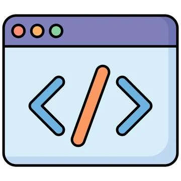 Programming code window interface icon for web development 库存插图