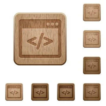 Programming code wooden buttons Stock Illustration