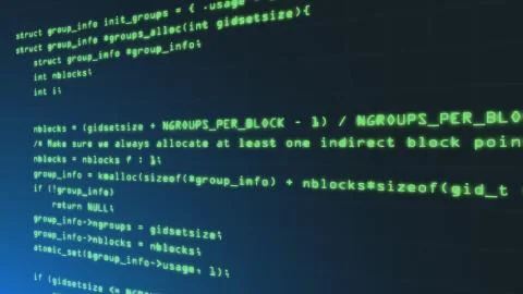 The programming code works through the computer screen terminal 3d illustrati Stock Illustration