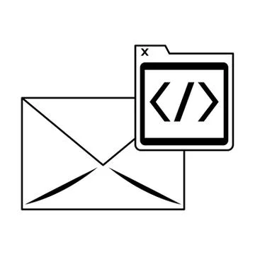 Programming codes technology in black and white Stock Illustration