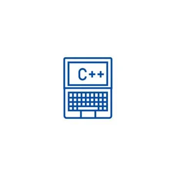 Programming, coding, c plus line icon concept. Programming, coding, c plus flat Stock-Illustration