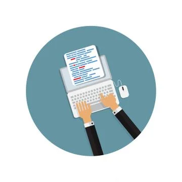 Programming Coding Concept Flat Background Vector Illustration 스톡 일러스트