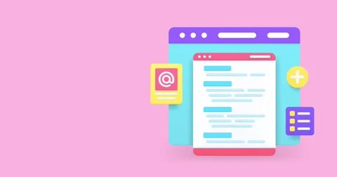 Programming coding developing software engineering browser 3d icon animation Stock Footage 297847173