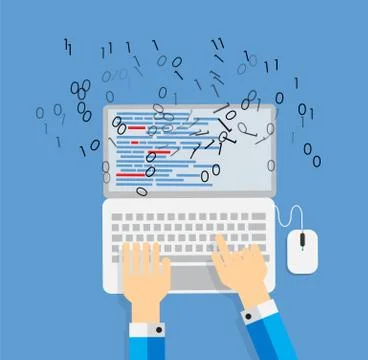 Programming Coding Flat Concept Vector Illustration Stock Illustration