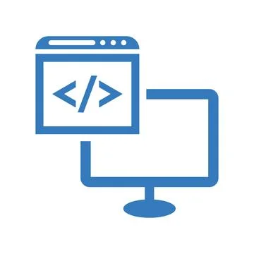 Programming, coding icon. Blue color vector symbol. Stockillustratie