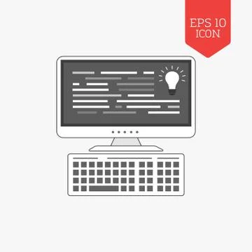Programming, coding icon. Flat design gray color symbol. Modern UI web naviga 库存插图