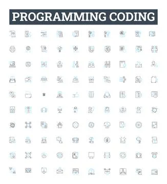 Programming coding vector line icons set. programming, coding, scripting, coding Stock-Illustration