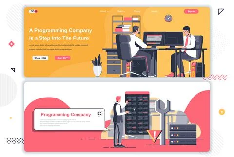Programming company landing pages set. Stock Illustration