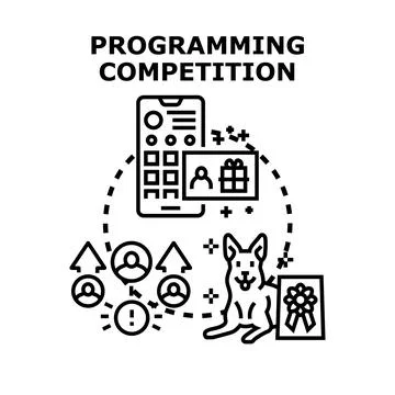Programming competition concept creating software applications Stock Illustration