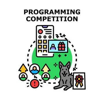 Programming competition concept creating software applications Stock Illustration