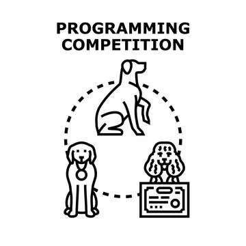 Programming competition concept with winning dogs illustration イラスト素材