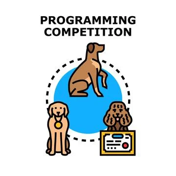 Programming competition concept with winning dogs illustration イラスト素材