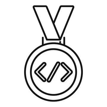 Programming competition medal icon for coding award Stock-Illustration