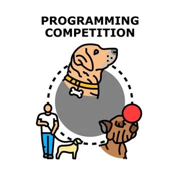 Programming competition using artificial intelligence dog training Stockillustratie