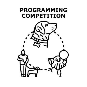 Programming competition using artificial intelligence dog training Stock Illustration